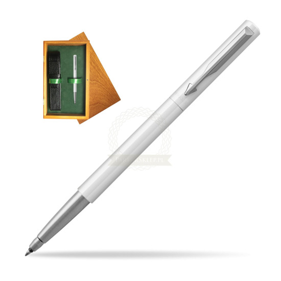Parker Vector White Rollerball Pen in single wooden box Honey Single Green