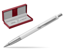 Parker Vector White Ballpoint Pen in the red leather box