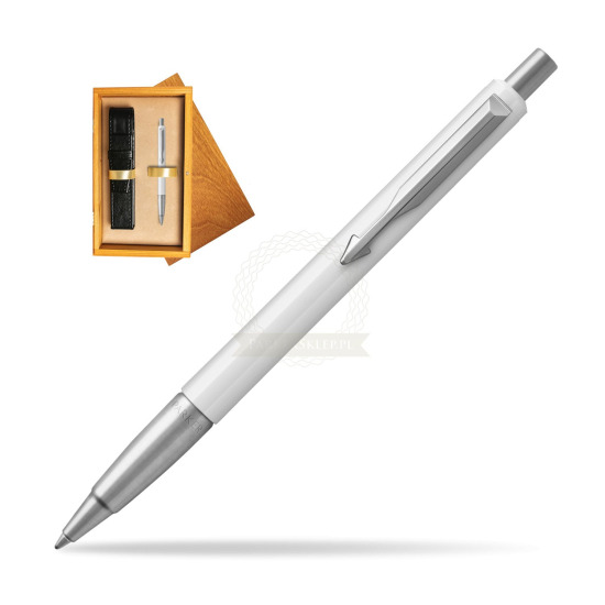 Parker Vector White Ballpoint Pen in single wooden box Honey Single Ecru
