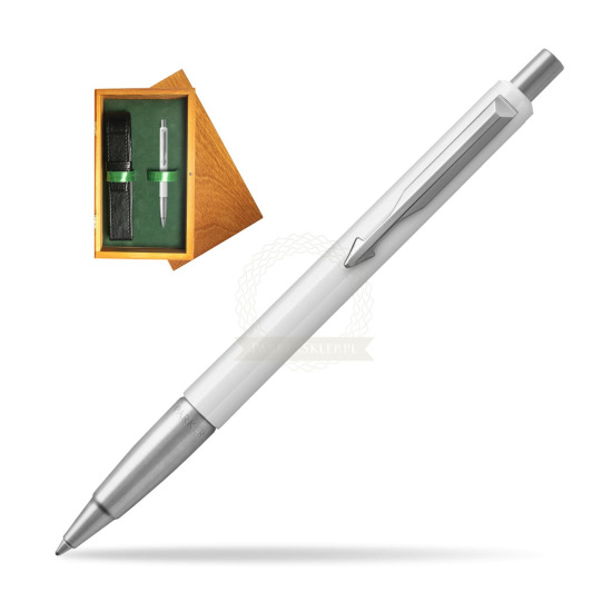 Parker Vector White Ballpoint Pen in single wooden box Honey Single Green