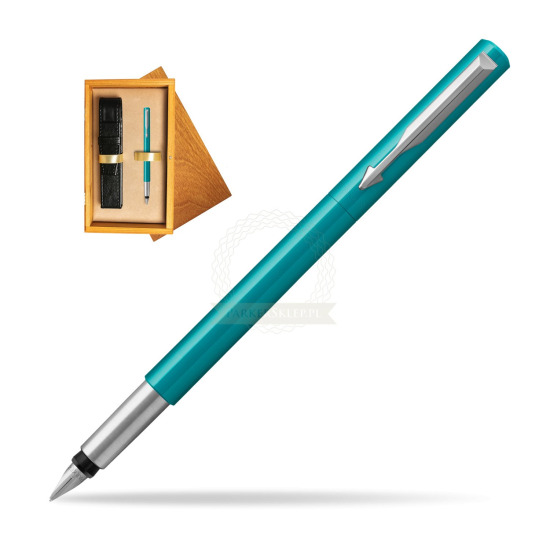 Parker Vector Turquise Penna Stilografica in single wooden box Honey Single Ecru