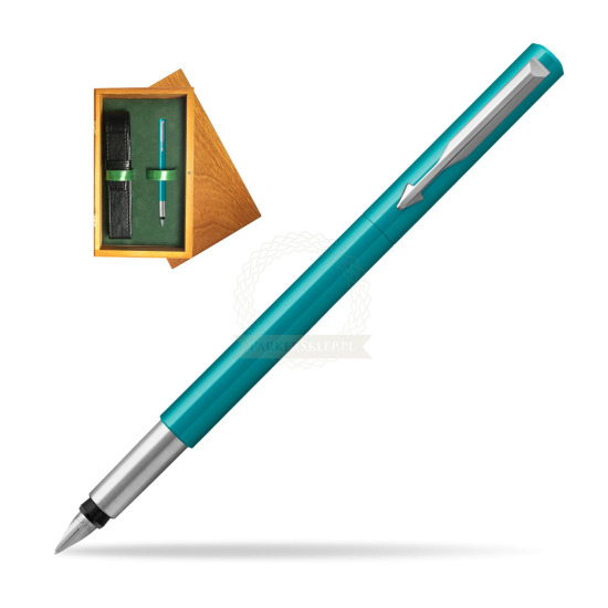 Parker Vector Turquise Penna Stilografica in single wooden box Honey Single Green
