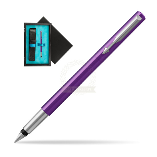 Parker Vector Purple Füllfederhalter in single wooden box Black Single Turquoise