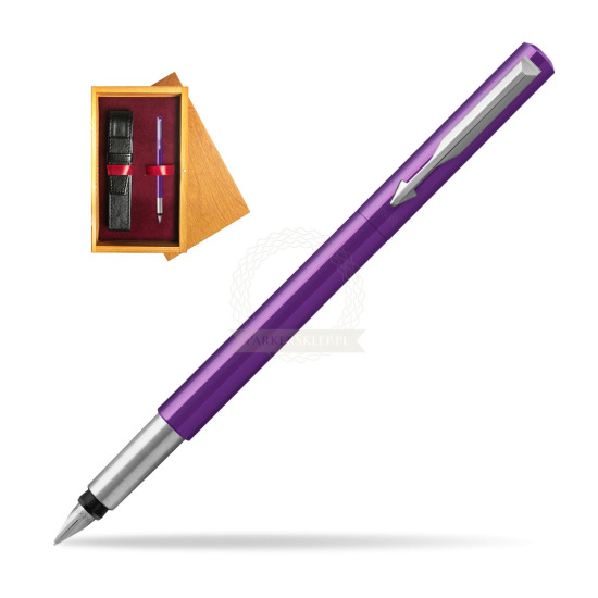 Parker Vector Purple Füllfederhalter in single wooden box Honey Single Maroon