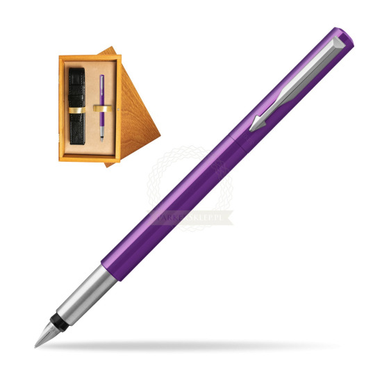 Parker Vector Purple Füllfederhalter in single wooden box Honey Single Ecru