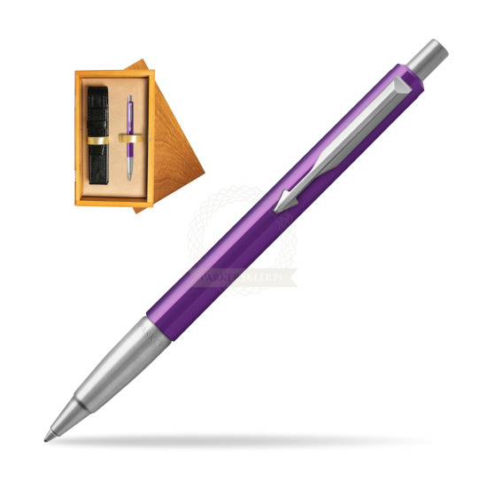 Parker Vector Purple Kugelschreiber in single wooden box Honey Single Ecru
