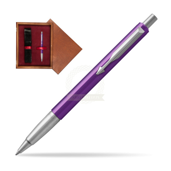 Parker Vector Purple Kugelschreiber in single wooden box Mahogany Single Maroon