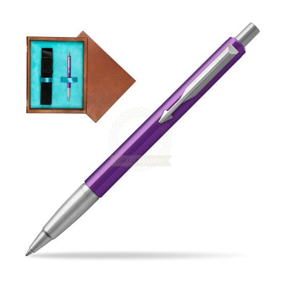 Parker Vector Purple Kugelschreiber in single wooden box Mahogany Single Turquoise 