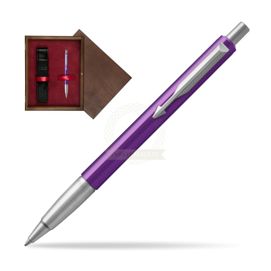 Parker Vector Purple Kugelschreiber in single wooden box Wenge Single Maroon