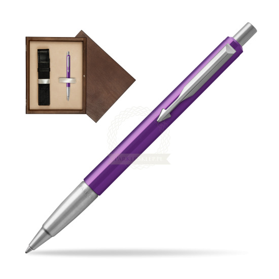 Parker Vector Purple Kugelschreiber in single wooden box Wenge Single Ecru