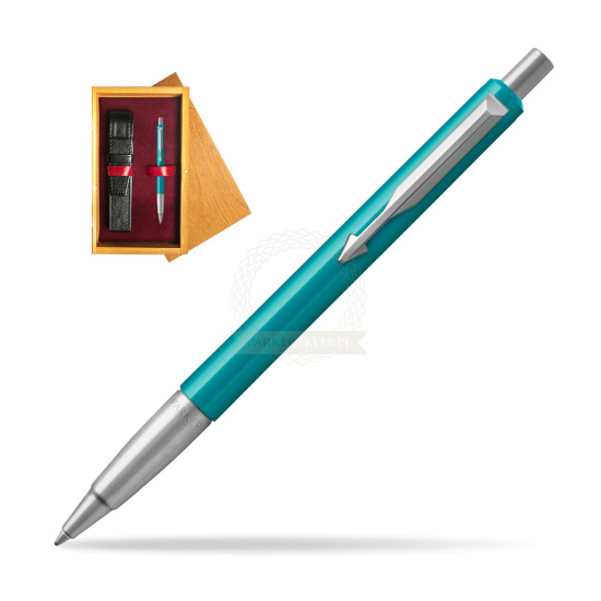 Parker Vector Turquise Kugelschreiber in single wooden box Honey Single Maroon