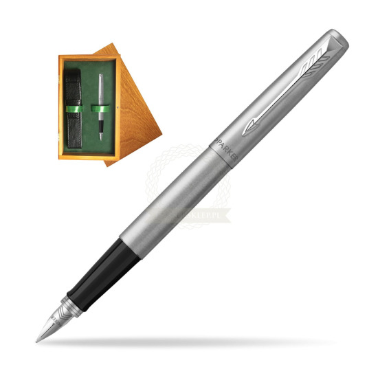 Parker Jotter Stainless Steel CT Penna Stilografica in single wooden box Honey Single Green