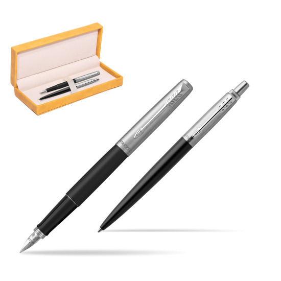 Parker Jotter Bond Street Black CT Pen Penna Stilografica + Penna Pen in a Gift Box in suede box yellow