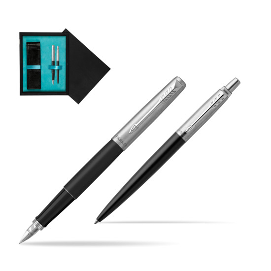 Parker Jotter Bond Street Black CT Pen Penna Stilografica + Penna Pen in a Gift Box in double wooden box Black Double Turquoise