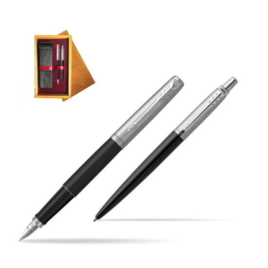 Parker Jotter Bond Street Black CT Pen Penna Stilografica + Penna Pen in a Gift Box in double wooden box Honey Double Maroon