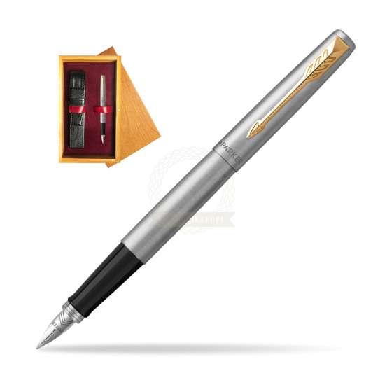 Parker Jotter Stainless Steel GT Penna Stilografica in single wooden box Honey Single Maroon