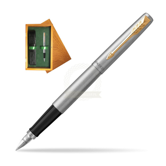 Parker Jotter Stainless Steel GT Penna Stilografica in single wooden box Honey Single Green