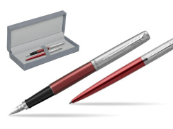 Parker Jotter Kensington Red CT Pen Penna Stilografica + Penna Pen in a Gift Box in suede box grey