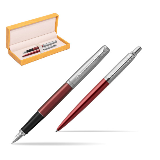 Parker Jotter Kensington Red CT Pen Penna Stilografica + Penna Pen in a Gift Box in suede box yellow