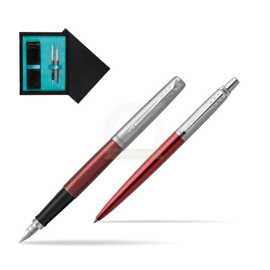 Parker Jotter Kensington Red CT Pen Penna Stilografica + Penna Pen in a Gift Box in double wooden box Black Double Turquoise