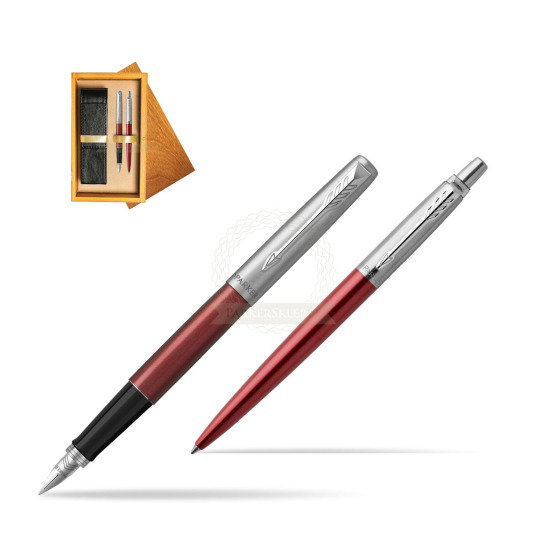 Parker Jotter Kensington Red CT Pen Penna Stilografica + Penna Pen in a Gift Box in double wooden box Honey Double Ecru