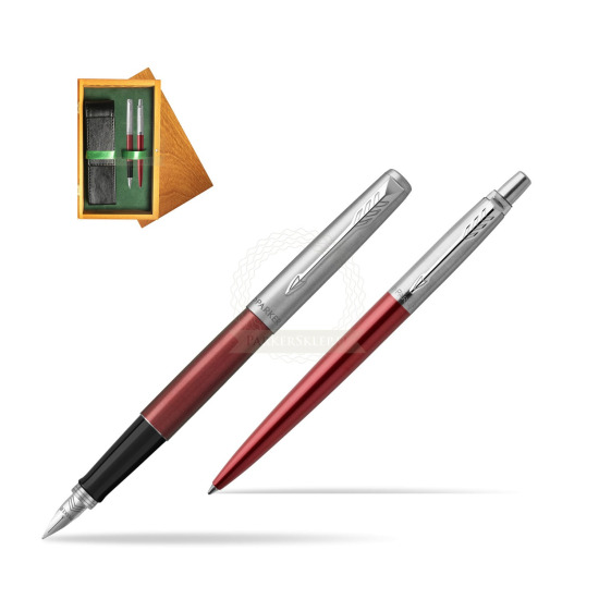 Parker Jotter Kensington Red CT Pen Penna Stilografica + Penna Pen in a Gift Box in double wooden box Honey Green
