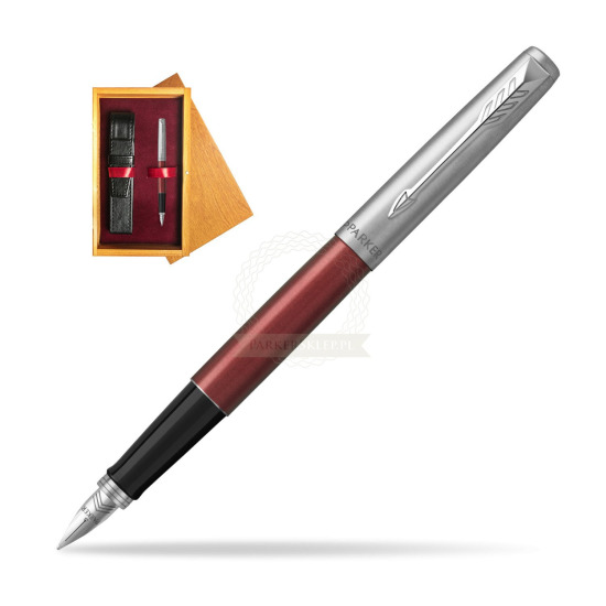 Parker Jotter Kensington Red Penna Stilografica in single wooden box Honey Single Maroon