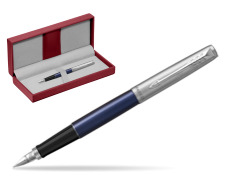 Parker Jotter Royal Blue Fountain Pen in the red leather box