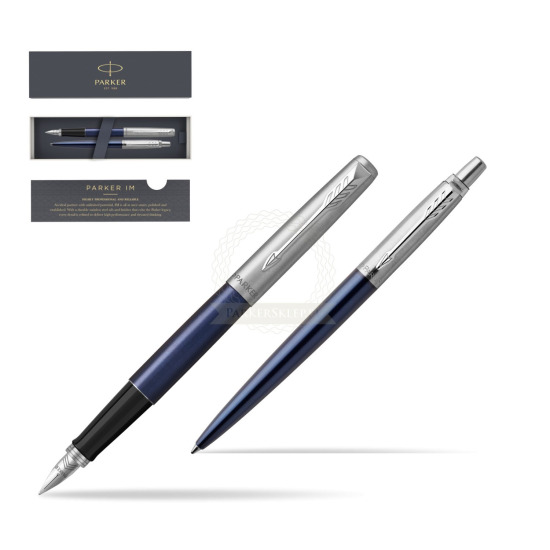 Parker Jotter Royal Blue CT Fountain Pen + Ballpoint Pen in a Gift Box 