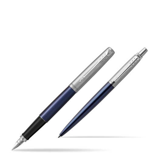 Parker Jotter Royal Blue CT Fountain Pen + Ballpoint Pen in a Gift Box