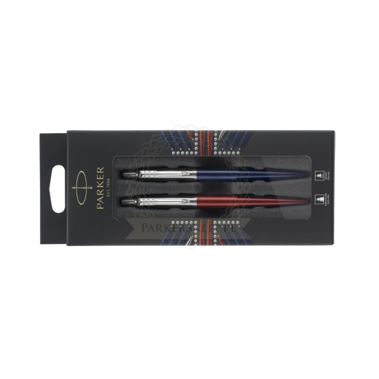 Parker Set Jotter Duo BallPens Royal Blue Gel CT + Kensington Red CT