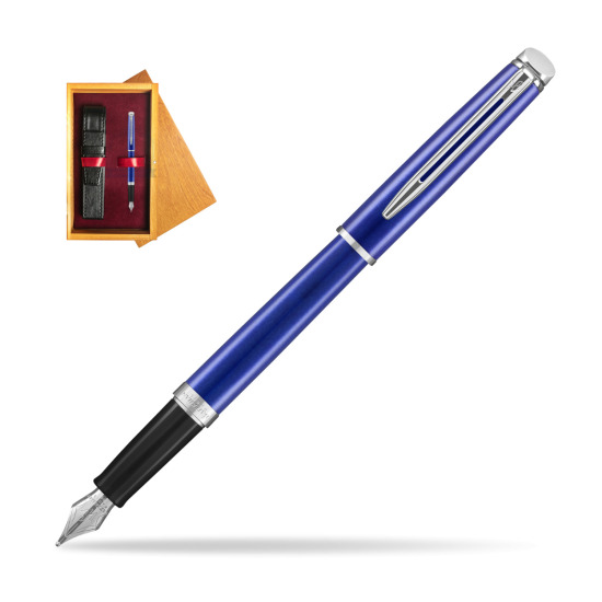 Waterman Hemisphere 2018 Bright Blue CT Penna Stilografica in single wooden box Honey Single Maroon