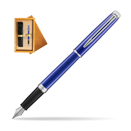 Waterman Hemisphere 2018 Bright Blue CT Penna Stilografica in single wooden box Honey Single Ecru
