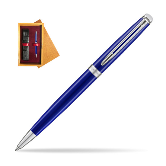 Waterman Hemisphere 2018 Bright Blue Ballpoint pen in single wooden box Honey Single Maroon