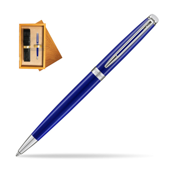 Waterman Hemisphere 2018 Bright Blue Ballpoint pen in single wooden box Honey Single Ecru