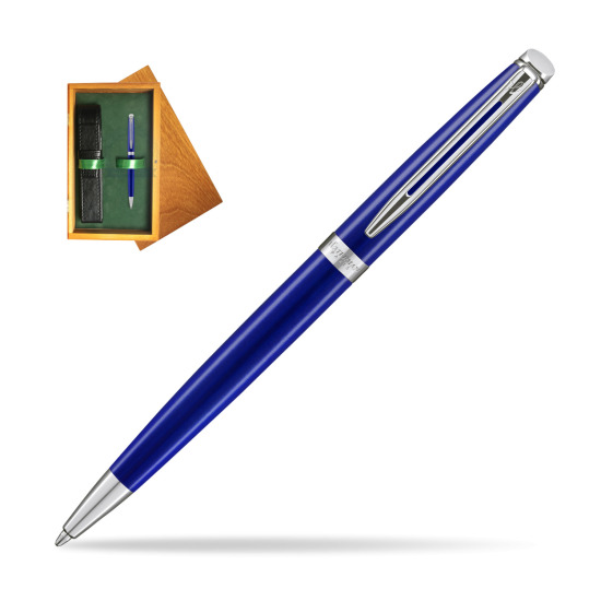 Waterman Hemisphere 2018 Bright Blue Ballpoint pen in single wooden box Honey Single Green