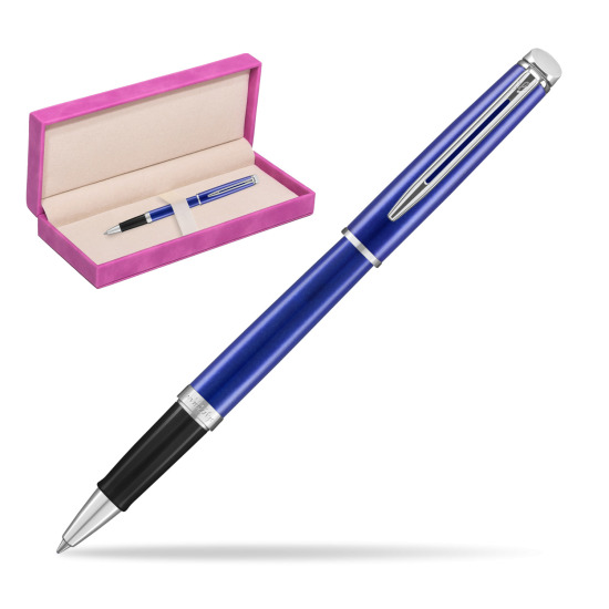 Waterman Hemisphere 2018 Bright Blue CT RollerPenna a Sfera in suede box fuchsia