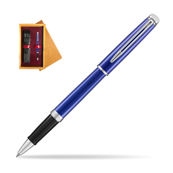 Waterman Hemisphere 2018 Bright Blue CT RollerPenna a Sfera in single wooden box Honey Single Maroon