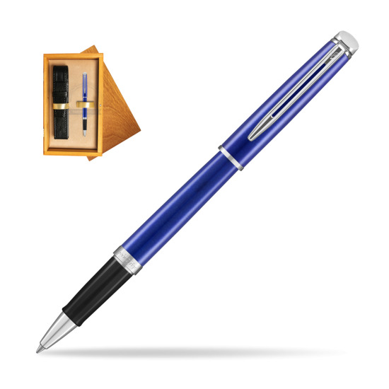 Waterman Hemisphere 2018 Bright Blue CT RollerPenna a Sfera in single wooden box Honey Single Ecru