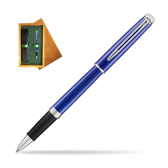 Waterman Hemisphere 2018 Bright Blue CT RollerPenna a Sfera in single wooden box Honey Single Green