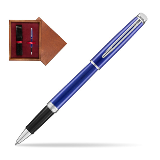 Waterman Hemisphere 2018 Bright Blue CT RollerPenna a Sfera in single wooden box Mahogany Single Maroon