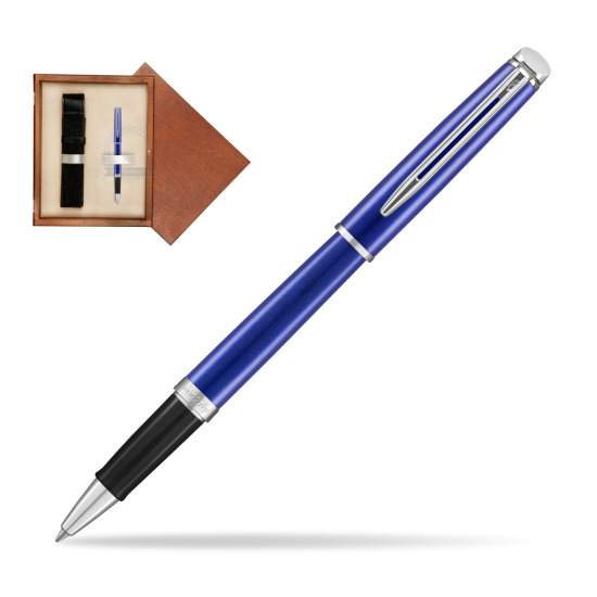 Waterman Hemisphere 2018 Bright Blue CT RollerPenna a Sfera in single wooden box Mahogany Single Ecru