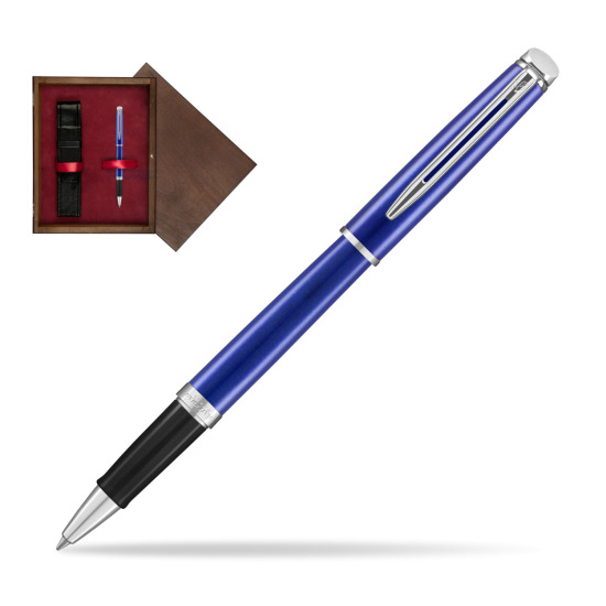 Waterman Hemisphere 2018 Bright Blue CT RollerPenna a Sfera in single wooden box Wenge Single Maroon