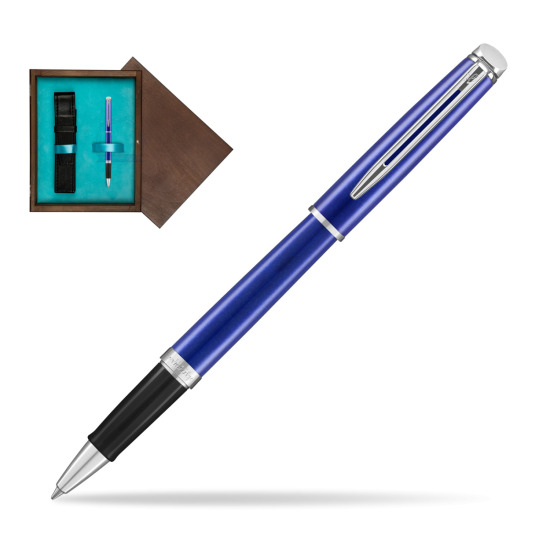 Waterman Hemisphere 2018 Bright Blue CT RollerPenna a Sfera in single wooden box Wenge Single Turquoise 