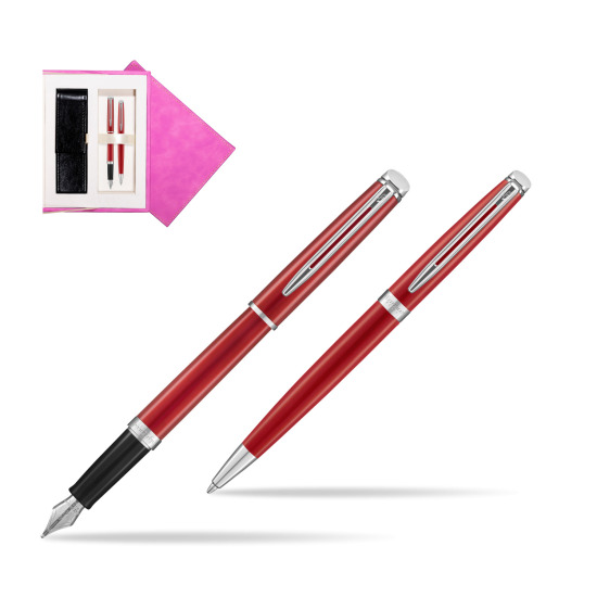 Waterman Penna Stilografica + Penna a Sfera 2018 Comet Red CT in suede box fuchsia