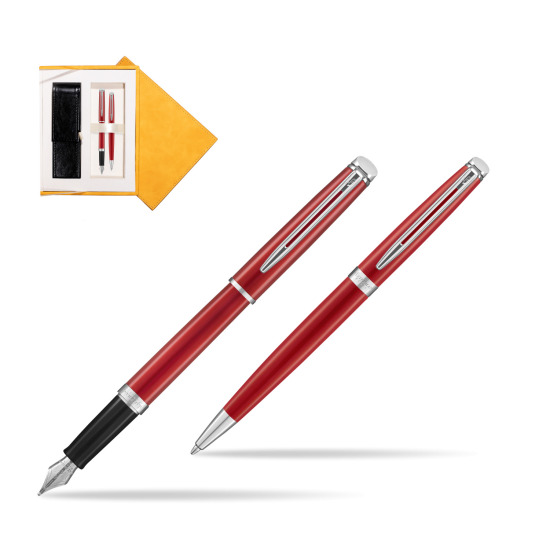 Waterman Penna Stilografica + Penna a Sfera 2018 Comet Red CT in suede box yellow