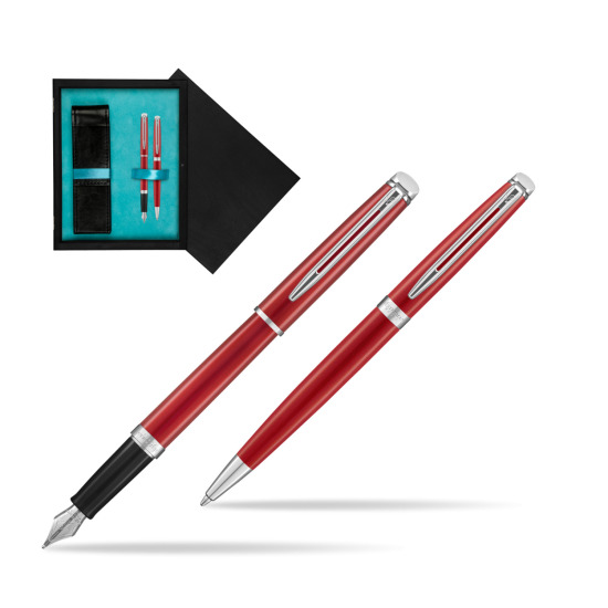 Waterman Penna Stilografica + Penna a Sfera 2018 Comet Red CT in double wooden box Black Double Turquoise