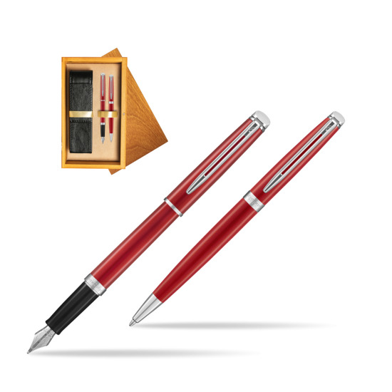 Waterman Penna Stilografica + Penna a Sfera 2018 Comet Red CT in double wooden box Honey Double Ecru