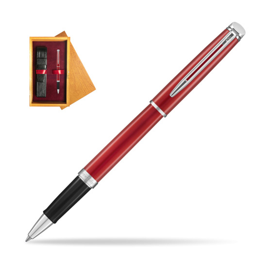 Waterman Hemisphere 2018 Comet Red CT RollerPenna a Sfera in single wooden box Honey Single Maroon