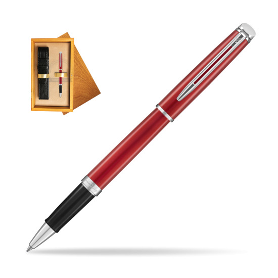 Waterman Hemisphere 2018 Comet Red CT RollerPenna a Sfera in single wooden box Honey Single Ecru
